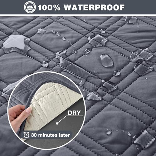 Waterproof Recliner Sofa Cover Couch Cover for Reclining Couch 3 Seat Non (Dark Grey / 3 Seater Standard)
