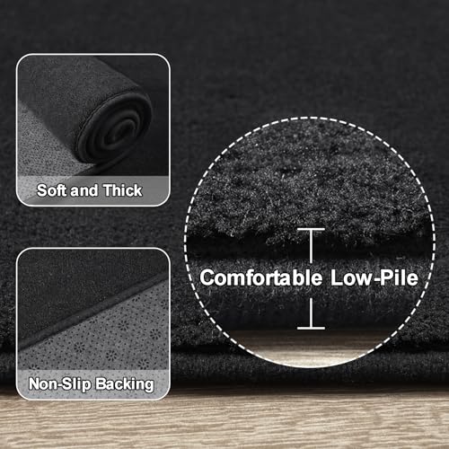 Modern Soft Hallway Runner Rug (3' x 10' (Runner) / Black)