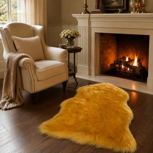 Faux Sheepskin Rug (Yellow / 2' x 3' (Sheepskin))