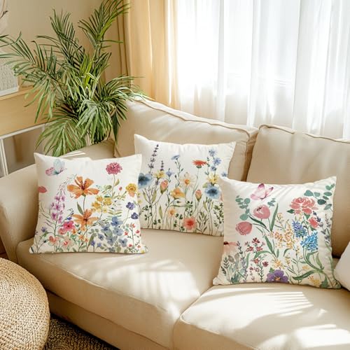 Spring Pillow Covers 16x16 Inch Set of 4 (Spring04)