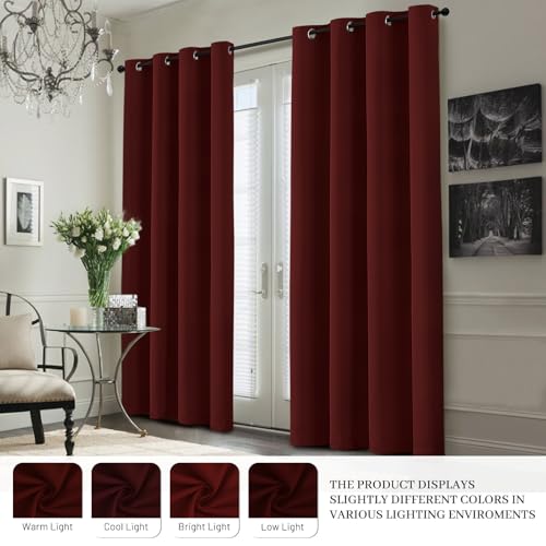 Burgundy Red Blackout Curtains 84 Inches Long for Bedroom 50" Wide (50"W x 84"L (Pack of 2) / Burgundy Red With White Backing)