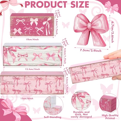 4 Pcs Pink Bow Table Decorations (Pink Bow)