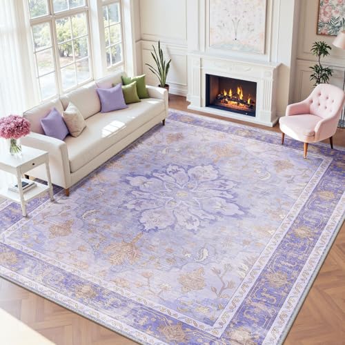Washable Area Rug (Purple / 9' x 12' (Rectangular))