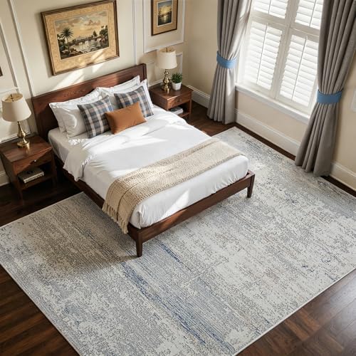 Neutral Washable Rugs 9x12 Area Rugs for Living Room (9' x 12' (Rectangular) / Blue-griege-brown-beige-white)