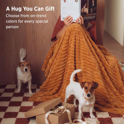 Soft Queen Size Blanket for Bed Burnt Orange 90"x90" (Orange / Queen)