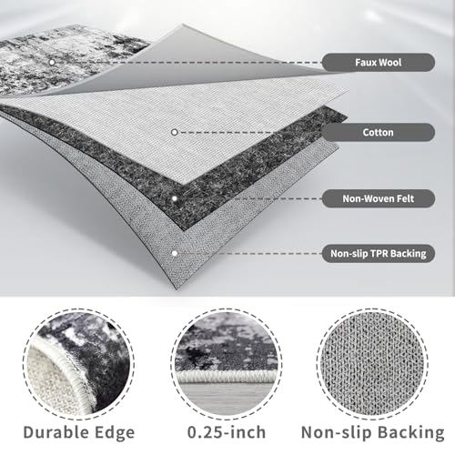 2x3 Small Washable Area Rug (Black/Grey / 2' x 3' (Rectangular))
