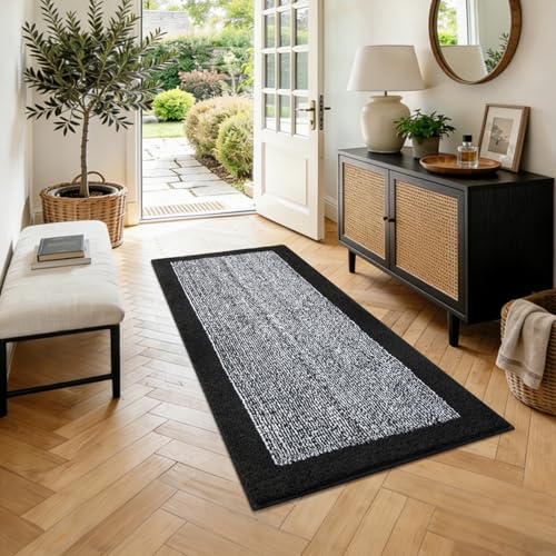 48x24 Long Bathroom Rugs Non Slip Washable (Black / 2' x 4' (Rectangular))
