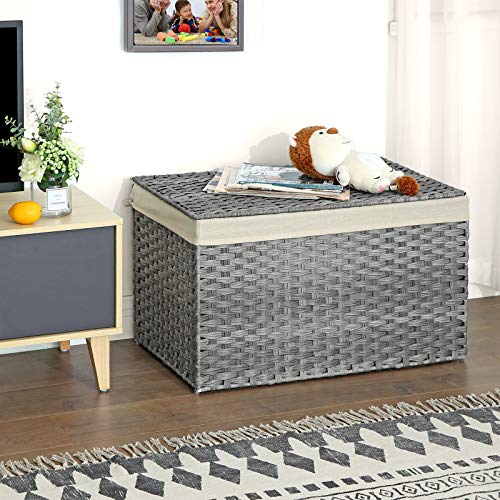 Woven Storage Basket with Lid (160 L / Gray)