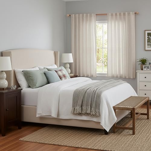 Natural Linen Sheer Curtains 63 Inch Length for Bedroom (50"W x 63"L (Pack of 2) / Natural Linen)