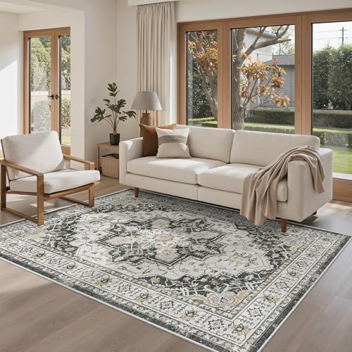 Area Rug 4x6 Washable Rugs Vintage for Living Room (Black / 4' x 6' (Rectangular))