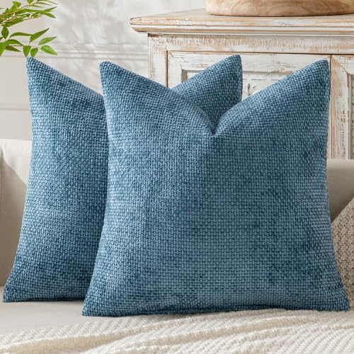 Decorative Couch Throw Pillow Covers 20x20 Inch Coastal Blue 2 Pack (20" x 20" (Pack of 2) / Blue)