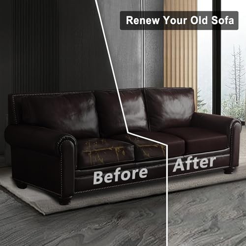 Leather Look Couch Cushion Covers Sofa Seat Slipcovers Sets Couches Furniture Protector for Sectional Armchair Loveseat Pets Kids Stretch Spandex Fabric (3 Cushion XL Sofa / 01 Chocolate)