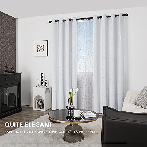 Living Room Curtains 95 Inches Long (Greyish White/Wave Dots / 52"W x 95"L (Pack of 2))