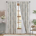 Floral Linen Blackout Curtains for Bedroom 84 Inches Long (Grey / 50"W x 84"L (Pack of 2))