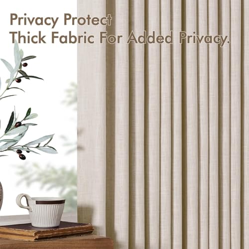 Pinch Pleated Linen Curtains 108 Inches 2 Panels Cream White (Cream White / 40"W x 108"L (Pack of 2))
