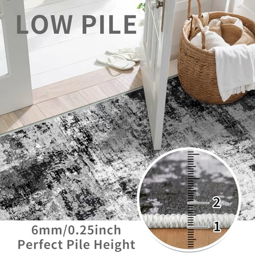 2x3 Small Washable Area Rug (Black/Grey / 2' x 3' (Rectangular))