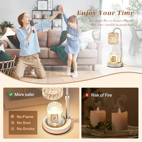 Dimmable Candle Warmer Lamp with Timer (Silver-glass)