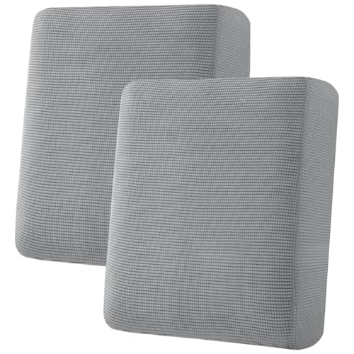 Super Stretch Individual Seat Sofa Covers Couch Slipcover Sets Thick Jacquard Textured Twill Fabric (Dove / 2 Cushion Loveseat)