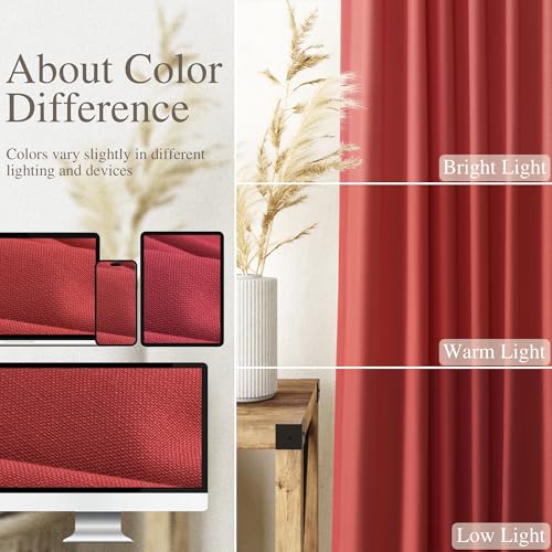 Christmas Red Linen Curtains 72 Inches Long for Living Room Light Filtering Semi Sheer Curtain Back Tab and Rod Pocket Vintage Rustic Luxury Home Decor Neutral Drapes for Bedroom 52x72 (52"W x 72"L (Pack of 2) / Christmas Red)