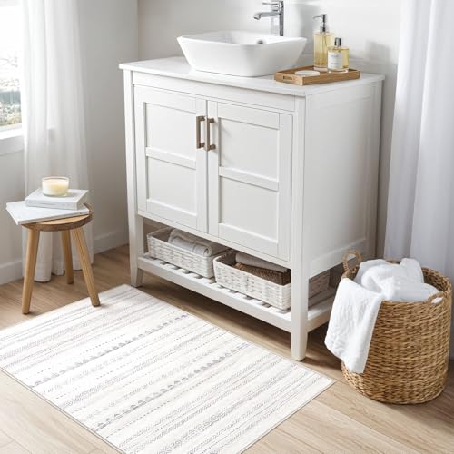 Boho 2x3 Washable Area Rug Non Slip Carpet for Entryway Gray (Boho Grey / 2' X 3' (Rectangular))