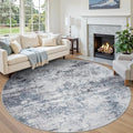 Round Rug 8ft Washable Rug for Dining Room Living Room Blue Grey (Blue/Grey / 8' (Round))