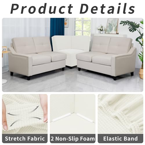 Stretch Soft Sectional Corner Sofa Couch Slipcover Cream (Medium Sectional Corner / Cream)