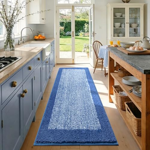 60x24 Long Bathroom Rugs Non Slip Washable (Blue / 2' x 5' (Rectangular))