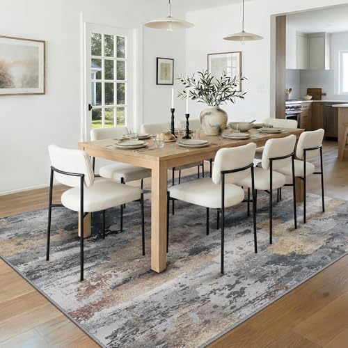 Washable 5'x7' Abstract Area Rug for Living Room Ash Brown (Charcoal Brown / 5' x 7' (Rectangular))