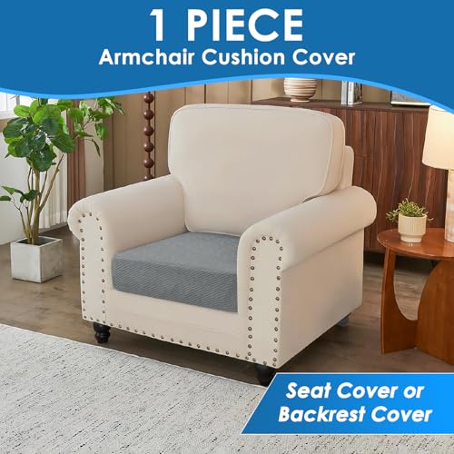 1 Piece XL Stretch Couch Cushion Covers Individual Sofa Slipcovers (Single XL Seat Cushion/Backrest / Light Gray（big Sale))