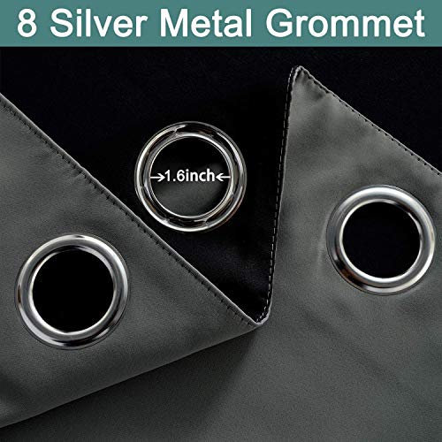 Dark Grey 100% Blackout Curtains 63 Inches Long 52" Wide 2 Panels (52"W x 63"L (Pack of 2) / Dark Grey)