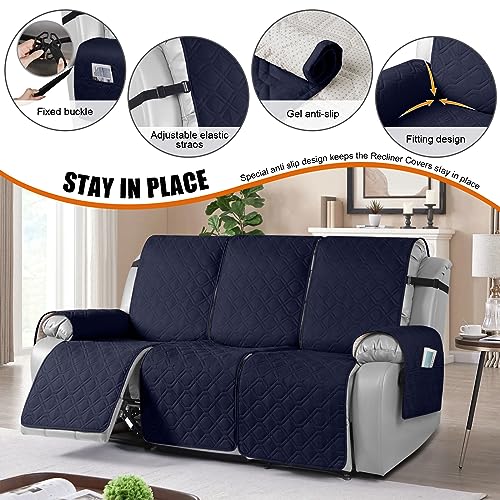 Waterproof Recliner Couch Covers Washable (Dark Blue / 3 Seater)