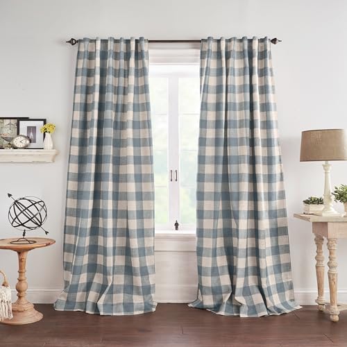 Grainger Buffalo Check Blackout Window Curtain (Chambray / 52"W x 95"L (Pack of 1))