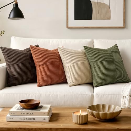 Natural Beige Decorative Throw Pillow Covers for Couch 18x18 Inch (18" x 18" (Pack of 2) / Natural Beige)