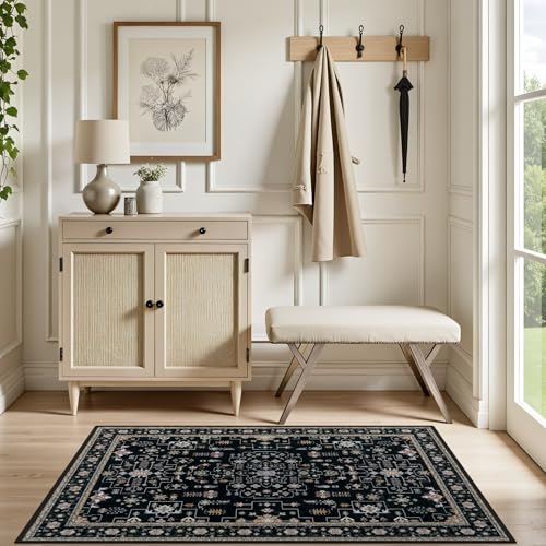 2x3 Area Rugs Living Room (Black / 2' x 3' (Rectangular))