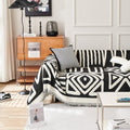 Boho Sofa Covers for Dogs Black Couch Sofa Covers for 3 Cushion Couch Sofa Beige Chenille Sofa Slipcover Washable Sectional l Shaped Covers Pets Protector Furniture Covers (71" x 134" / T:black)