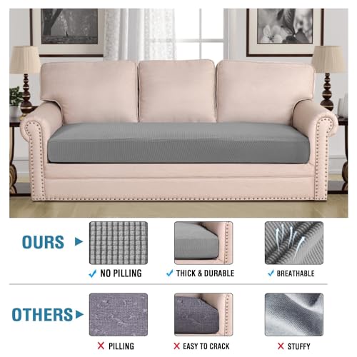Super Stretch Individual Seat Cushion Covers Sofa Covers Couch Cushion Covers Slipcover Sets Thick Jacquard Textured Twill Fabric (Dove / 1 Cushion Sofa)