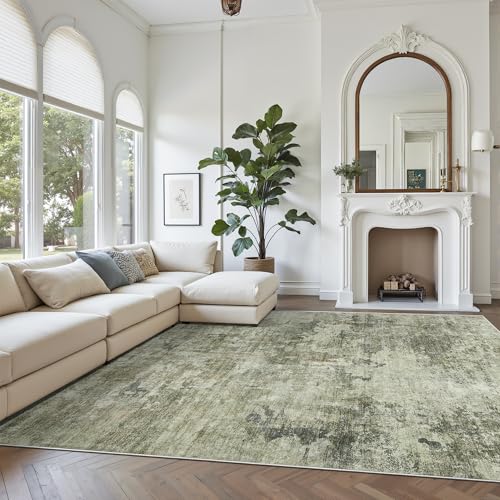 Abstract Rug 8x10 Large Living Room Area Rugs Washable Green Black (Green Black / 8' x 10' (Rectangular))