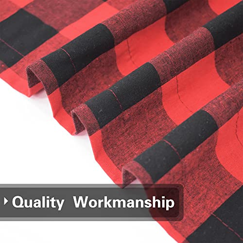 Buffalo Check Window Curtains 72 inches Long Living Room Cotton Curtain Panels Bedroom Plaid Gingham Farmhouse Decor Curtains Rod Pocket Kitchen Bathroom Basement 2 Panels Red Black 52"x72" (52"W x 72"L (Pack of 2) / Red+black)