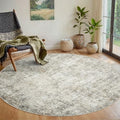 Round Rug 5ft Washable Rug for Dining Room Living Room Beige Brown (Beige/Brown / 5' (Round))