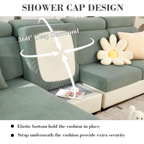 Sofa Covers Couch Covers for Sofa Pet Friendly Couch Cushion Covers Universal Sofa Covers Washable Stretch Slipcovers for Sectional Sofa (Texture Green / Extra Large Single Seat Cover)