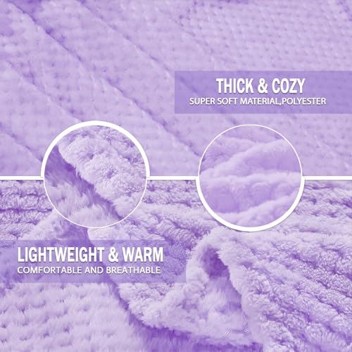 Large Waffle Fleece Throw Blanket for Couch (Light Purple / 50x70 in)