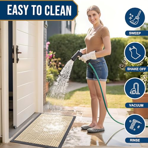 Front Door Mat Outside Entrance (Beige / 35" X 23")