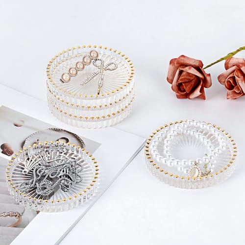 Set of 5 Modern Clear Coaster (Clear With Gold Rim)