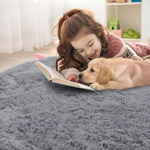 Light Grey Round Rugs for Bedroom (8 Ft Round / Light Grey)