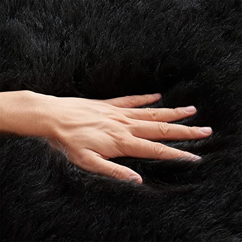 Ultra Soft Fluffy Shaggy Area Rug Faux Fur Rug Chair Cover Seat Pad Fuzzy Area Rug for Bedroom Floor Sofa Living Room (Black / 4' x 6' (Rectangular))