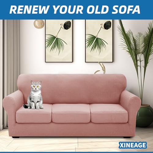 4 Piece Stretch X (91"-110"(3 Cushions) / Dusty Pink)