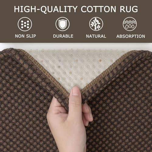 Long Runners for Hallways 2.6x12 ft Washable Kitchen Runner Non Slip Rubber Backed Hallway Rugs Cotton Entryway Runner Rug Floor Carpet for Indoor Hall (Reddish Brown/Coffee / 2'8" x 12' (Runner))