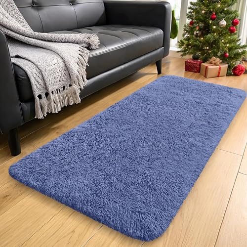 2x5 Machine Washable Runner Rugs for Hallway (2x5 Ft / Denim Blue)