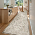 Hallway Runner Rug 3x10 Washable Kitchen Runners 10ft (Ivory/Brown / 3' x 10' (Runner))