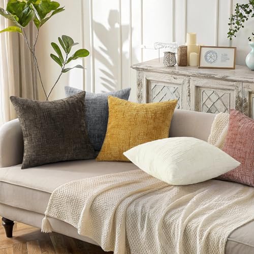 Textured Chenille Throw Pillow Covers 12x20 Set of 2 Pink (Pink / 20" x 12" (Pack of 2))